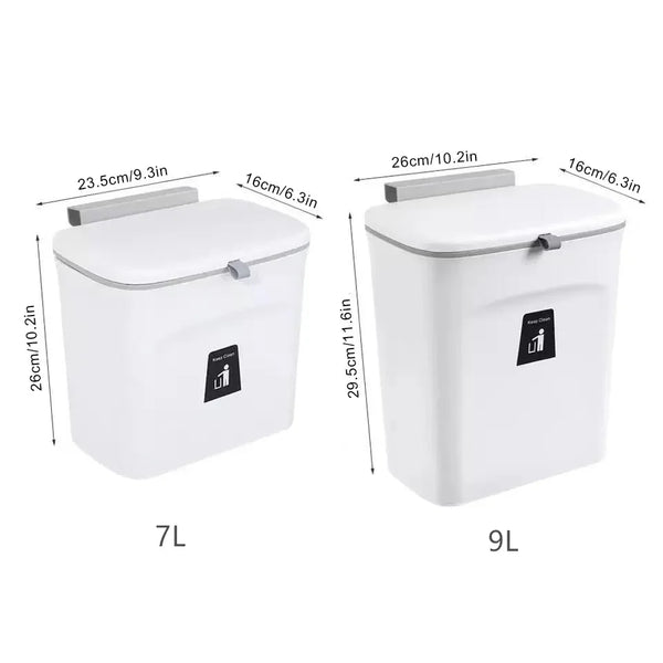 7/9L Kitchen Hanging Trash Can For Kitchen Cabinet Door Wall Mounted Recycling Garbage Basket with Lid Kitchen Accessories